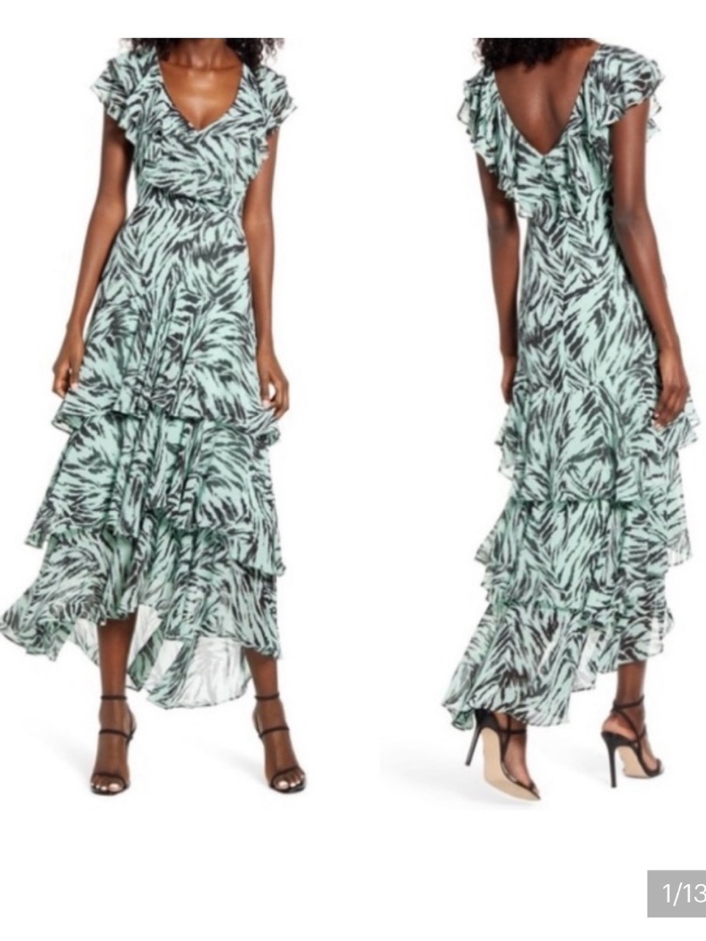 Wayf Ruffled High-Low Maxi Dress